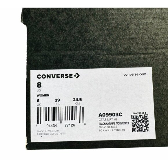 ✨Converse Women Shoes Sz 8 Ctas Lift Platform Hi Large Stars Black Beige A09903C - Picture 7 of 10